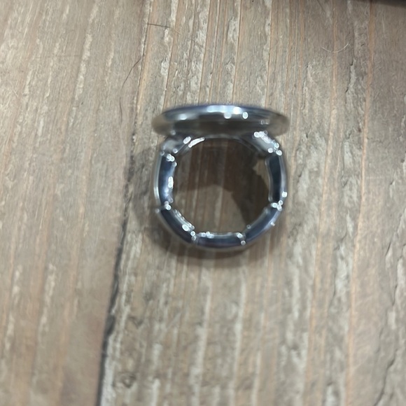 BUY NOW FREE SHIP Tonal blue silver metal adjustable ring - Picture 2 of 4